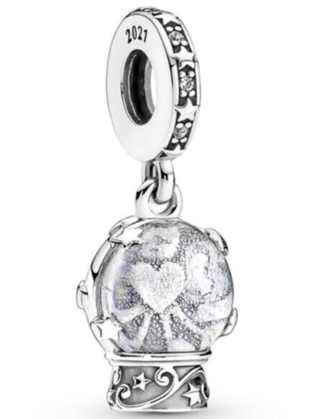 Pandora 925 Sterling Silver Snow Globe Angel Dangle Pendant Charm